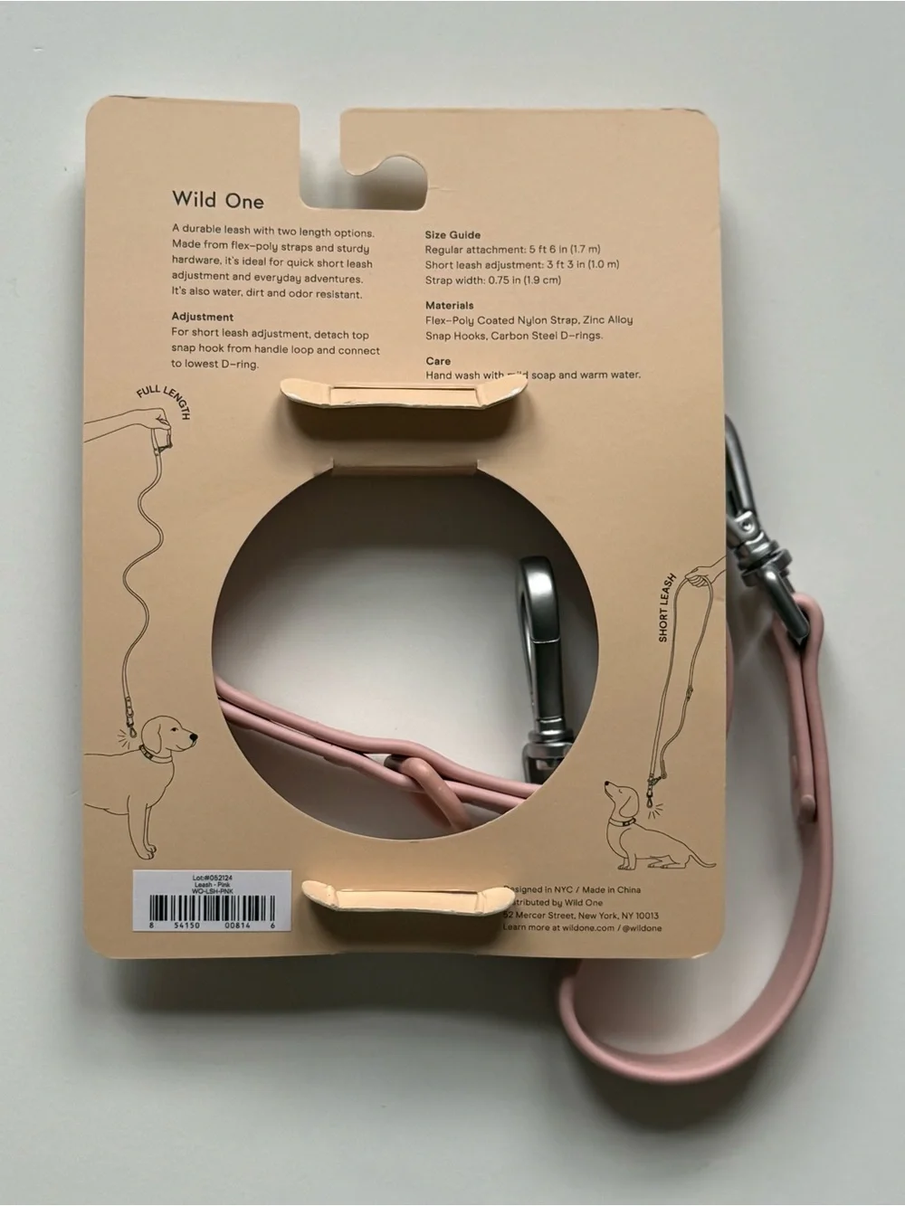 Wild One Waterproof Dog Leash - Standard Size - Pink